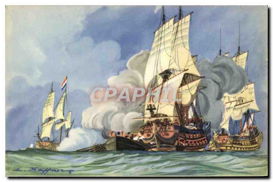 CPA Bateau Haffner Debut de la Bataille de Beveziers 