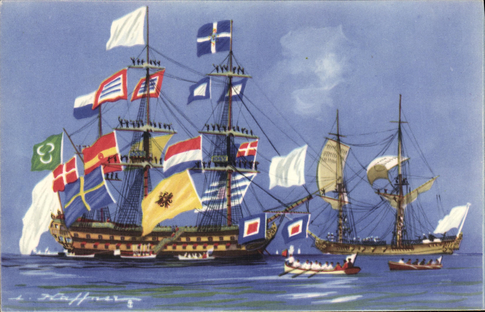 CPA Bateau Haffner Vaisseaux Le tir en enfilade 