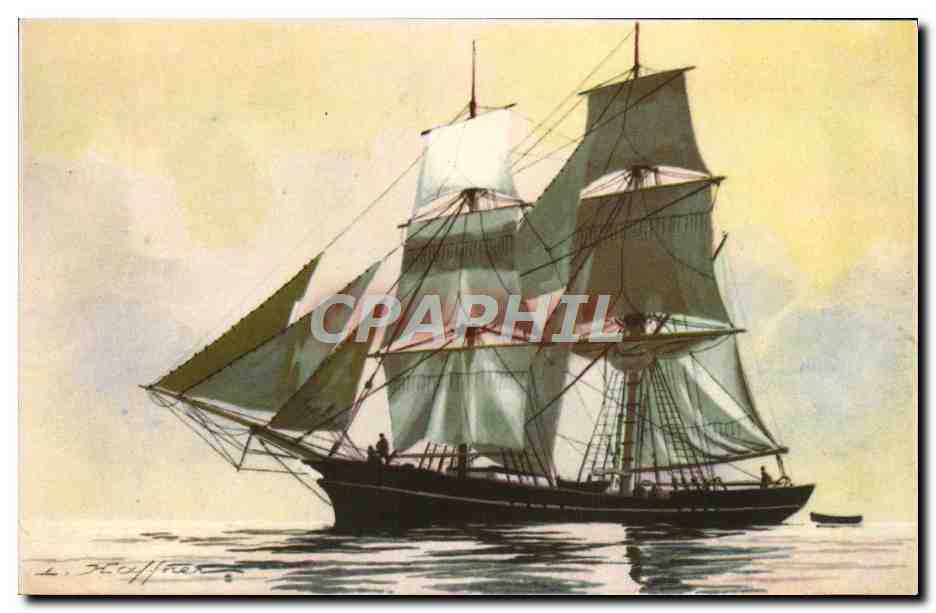 Brick — type de navire à deux mâts et voiles carrées — Collection de la Ligue Maritime et Coloniale, Paris