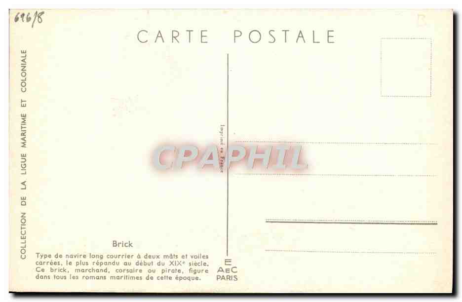 Brick — type de navire à deux mâts et voiles carrées — Collection de la Ligue Maritime et Coloniale, Paris — Reverso