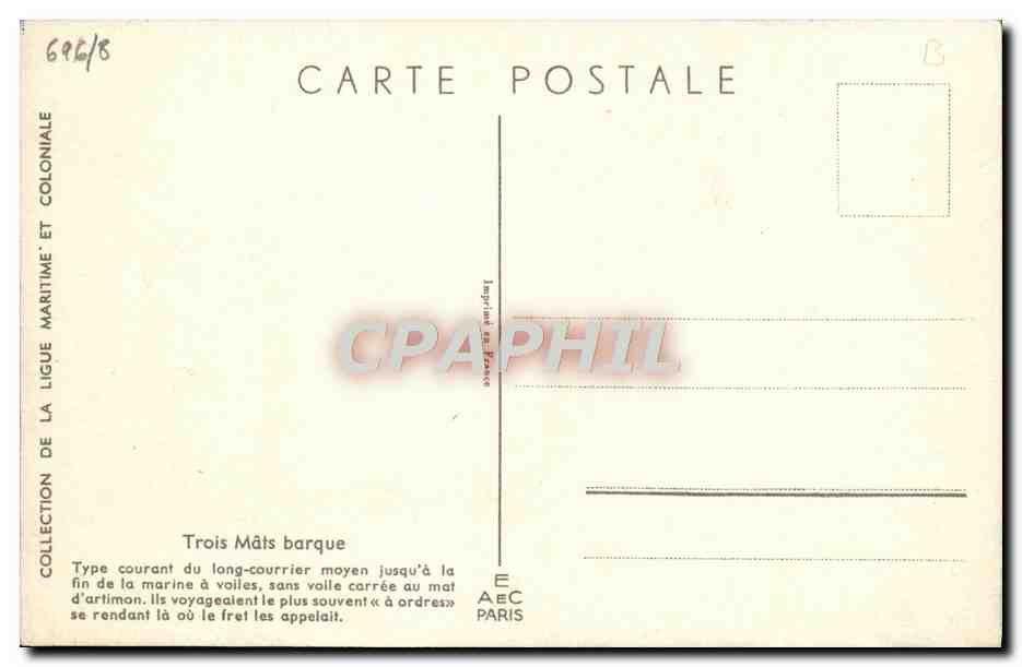 CPA Bateau Haffner Trois Mats barque  — Back