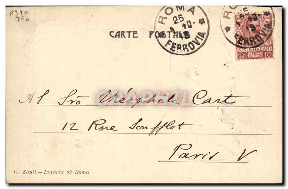 CPA Emilio Loubet President de la Republique Francaise Ospite in Roma 24 april 1904 — Rückseite