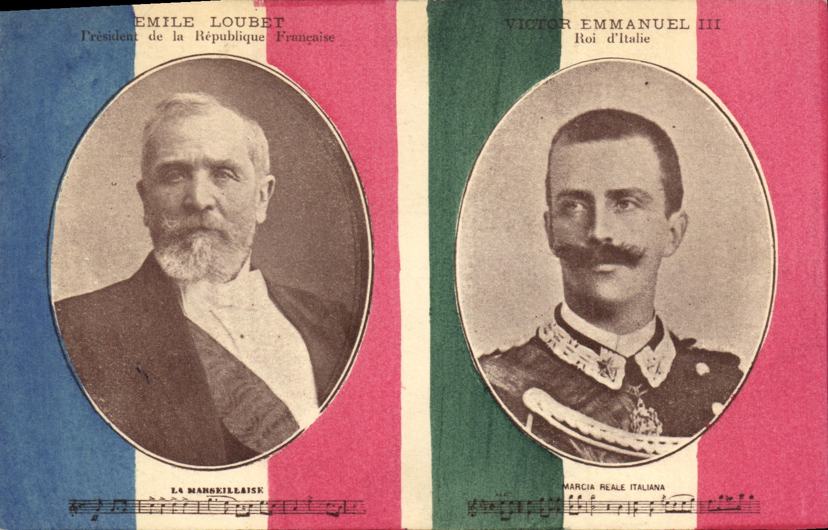 CPA Emile Loubet President de la Republique Francaise Victor Emmanuel III Roi d'Italie 