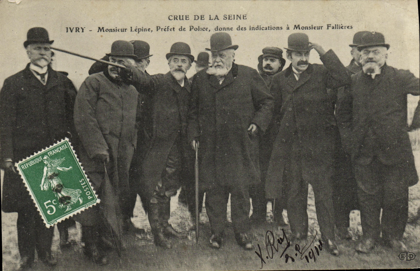 CPA Crue de la Seine Ivry Monsieur Lepine Prefet de police donne ses indications a Monsieur Fallieres TOP