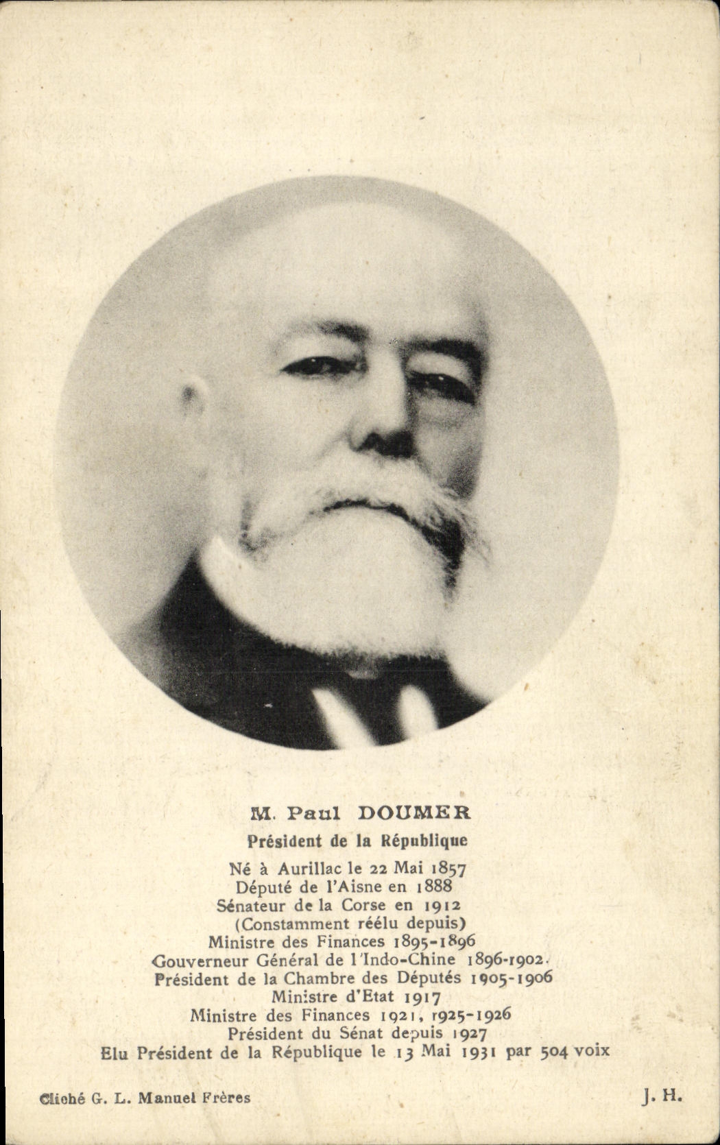 CPA M Paul Doumer President de la Republique