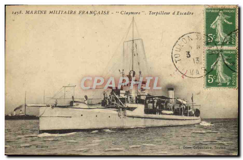 CPA Marine Militaire Francaise Claymore Tropilleur d'Escadre Bateau 