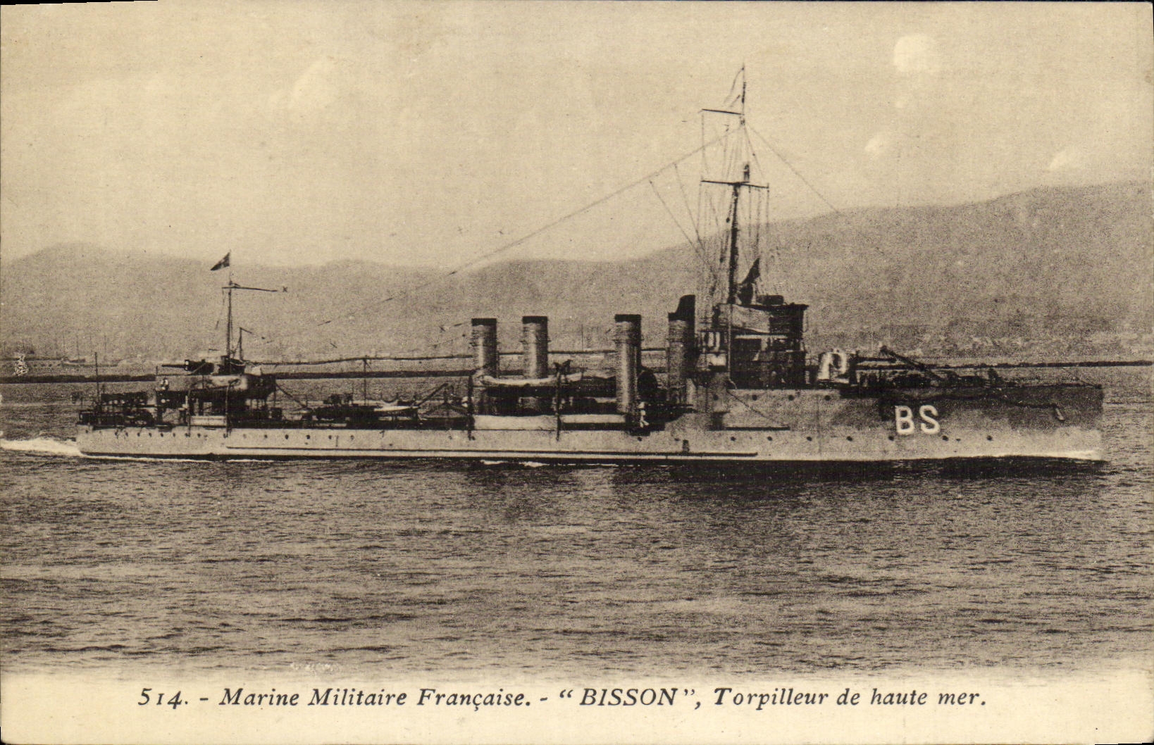 CPA Marine Militaire Francaise Bisson Torpilleur de haute mer Bateau 