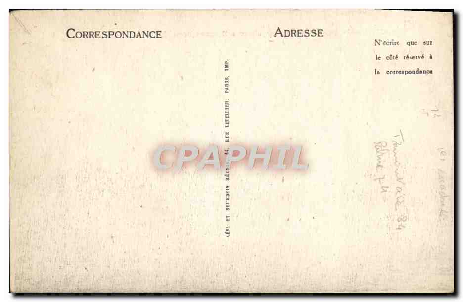 Contre-torpilleur « Bourrasque » — Marine de Guerre — L.L. n°14 — Verso
