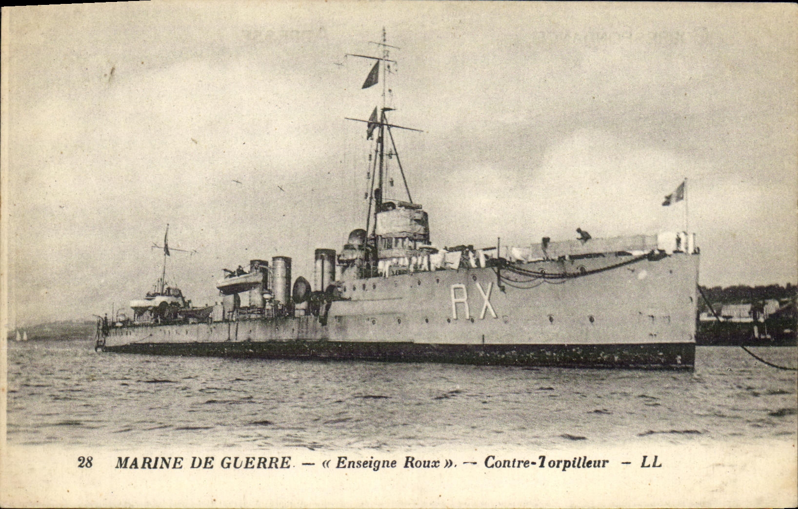 CPA Bateau Marine de Guerre Contre Torpilleur Enseigne Roux 