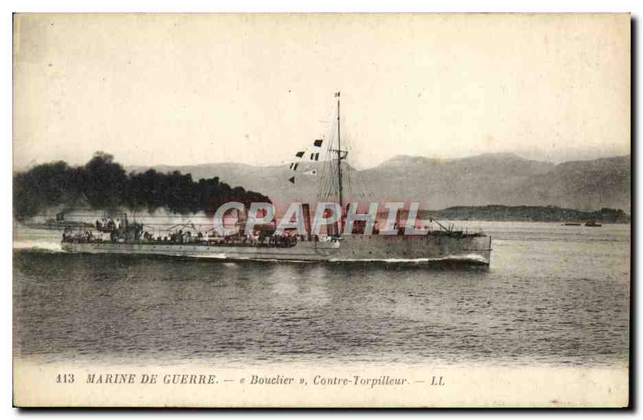 CPA Bateau Marine De Guerre Bouclier Contre Torpilleur 