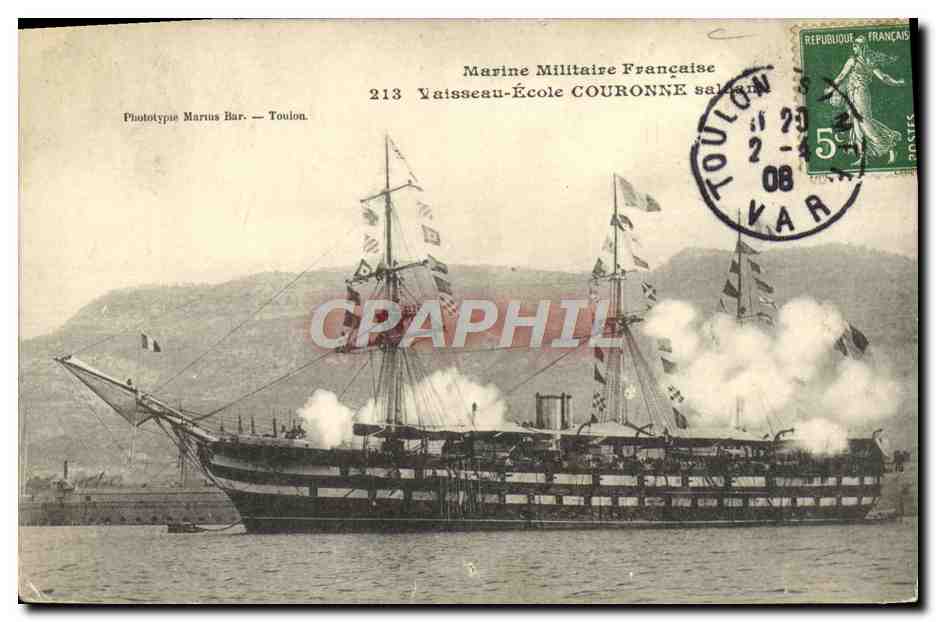 Nave scuola COURONNE — Marina Militare Francese — Fototipia Marius Bar — Toulon