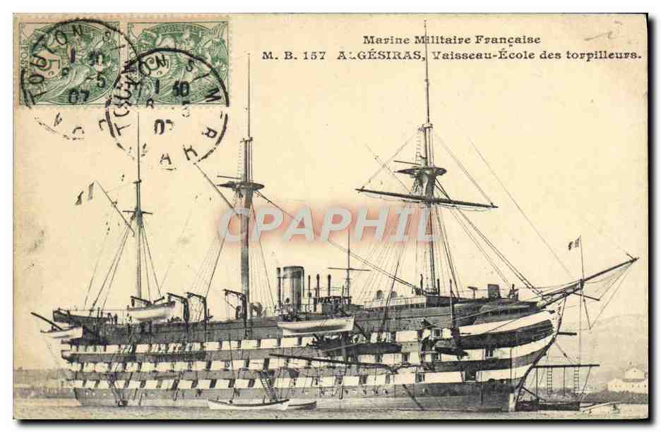 CPA Bateau Marine Militaire Francaise Algesiras Vaisseau Ecole des Torpilleurs