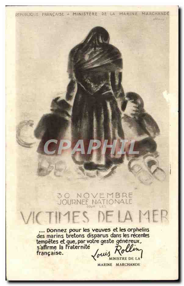 CPA Bateau Victimes De La Mer 30 Novembre Louis Rollin Minsitre de la Marine Marchande