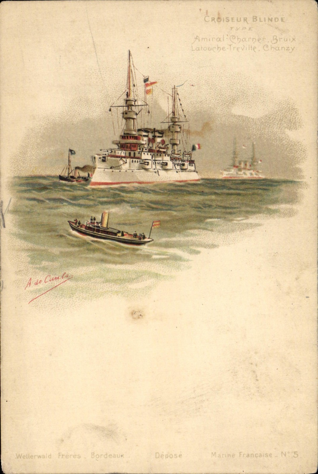 Croiseur Blindé Type Amiral Charner, Bruix — Marine Française N°5 — Wellerwald Frères, Bordeaux