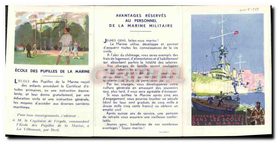 Livret Metiers dans les ecoles de la Marine  — Rückseite