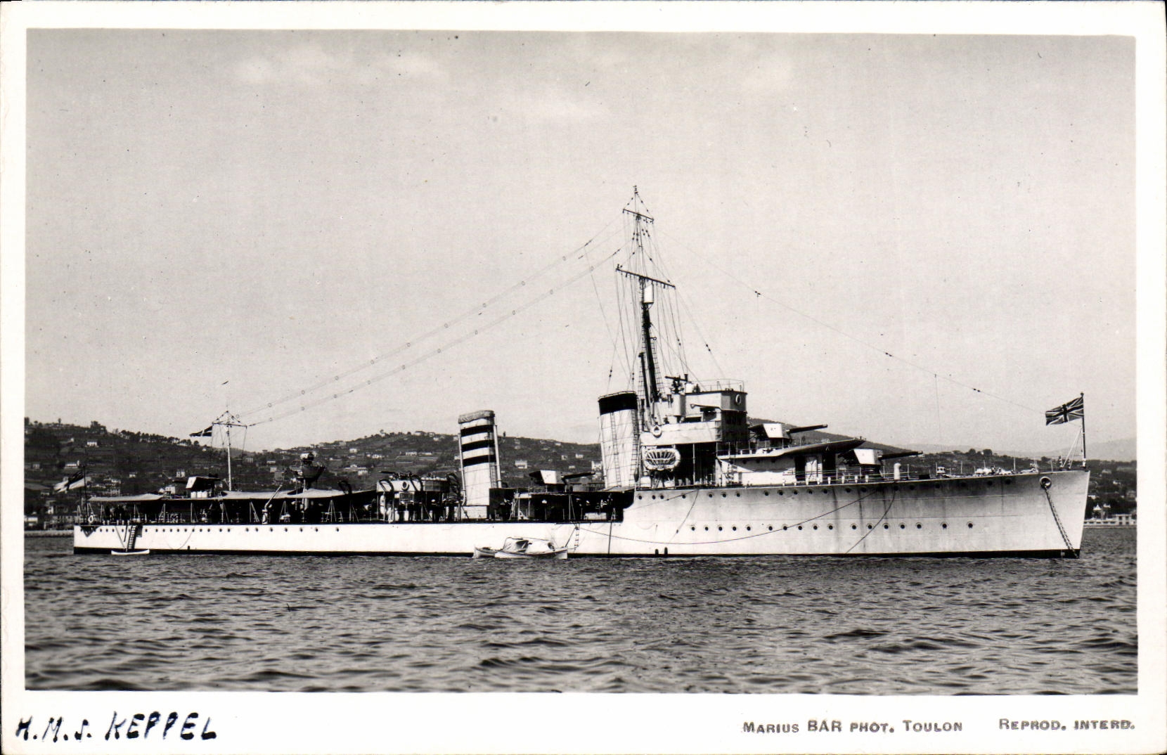 H.M.S. Keppel — destroyer britannique — Marius BAR phot. Toulon, Reprod. INTERD.