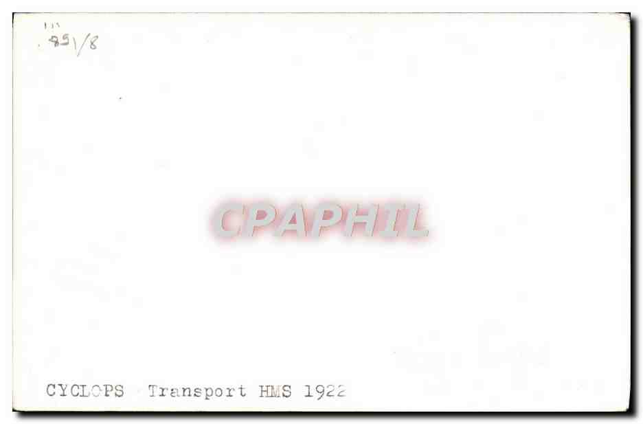 CPA Bateau Cyclops Transport HMS 1922 — Verso
