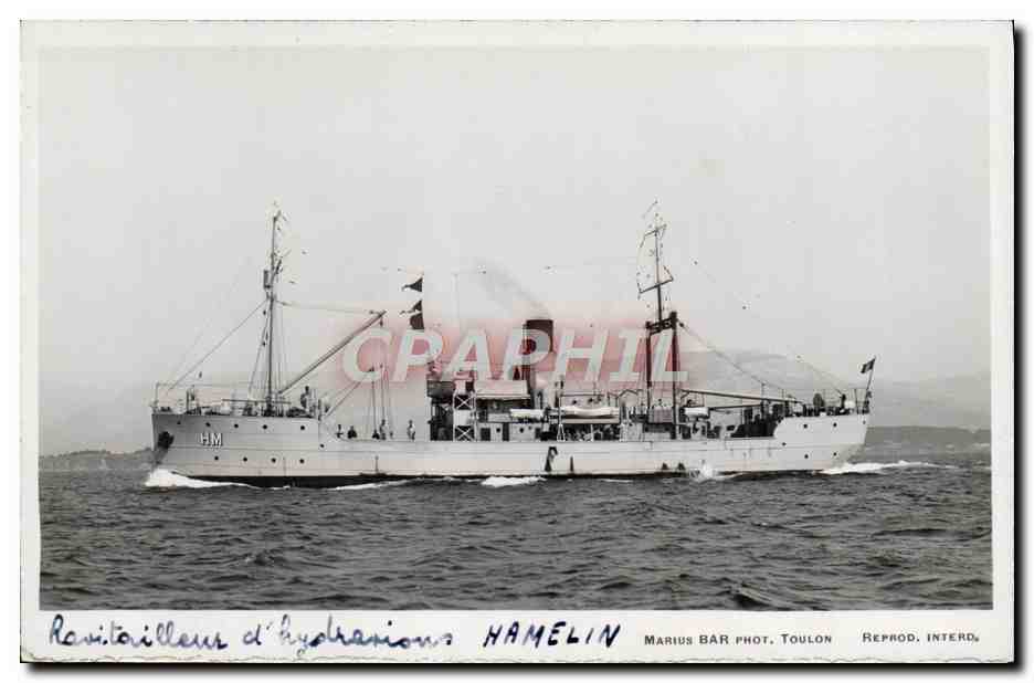 CPA Bateau Ravitailleur d'hydravions Hamelin Avions 