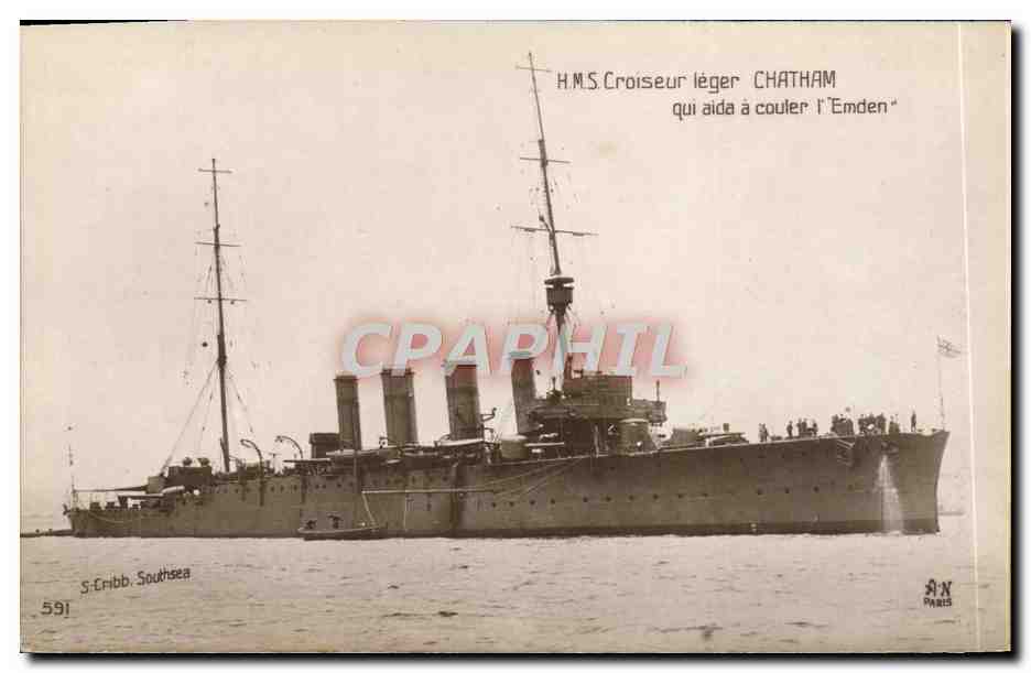 CPA Bateau Croiseur Leger Chatham Qui Aida A Couler L'Emden
