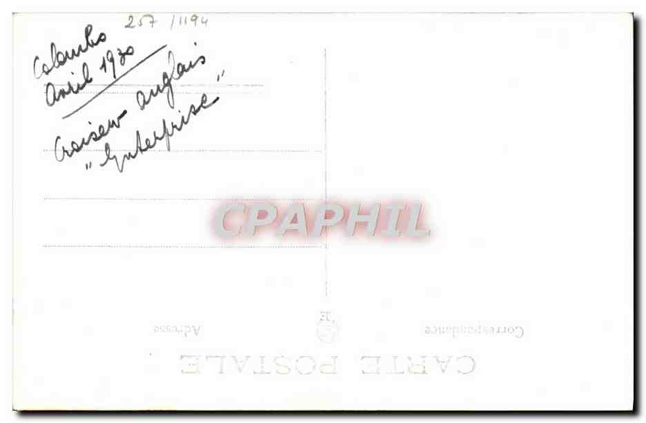 CPA Bateau HMS Enterprise — Verso
