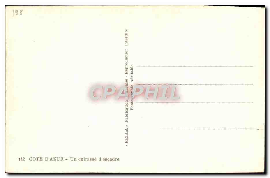 CPA Bateau Cote D'Azur Un Cuirasse D'Escadre — Verso