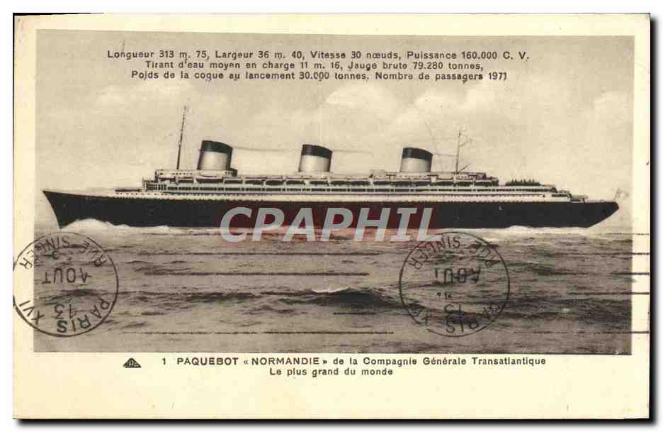 CPA Bateau Paquebot Normandie de la Compagnie Generale