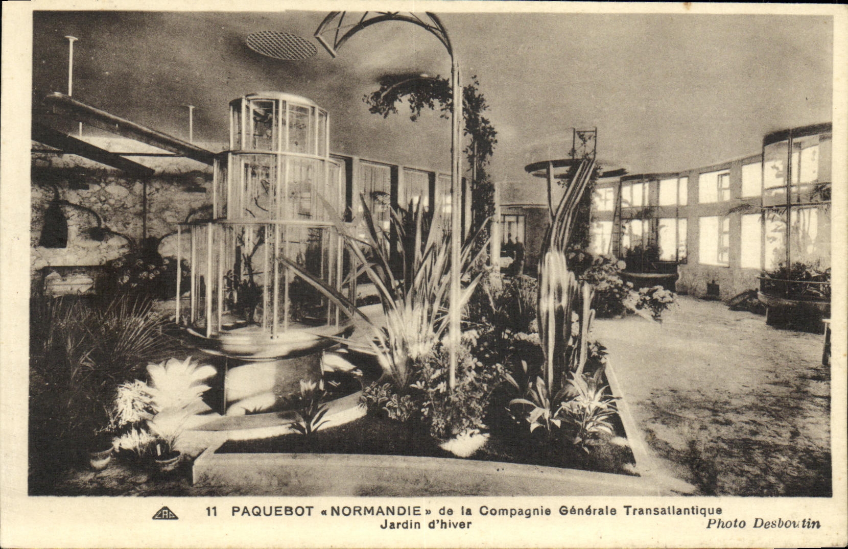 Jardin d'hiver du paquebot « Normandie » — Compagnie Générale Transatlantique — Photo Desboulin