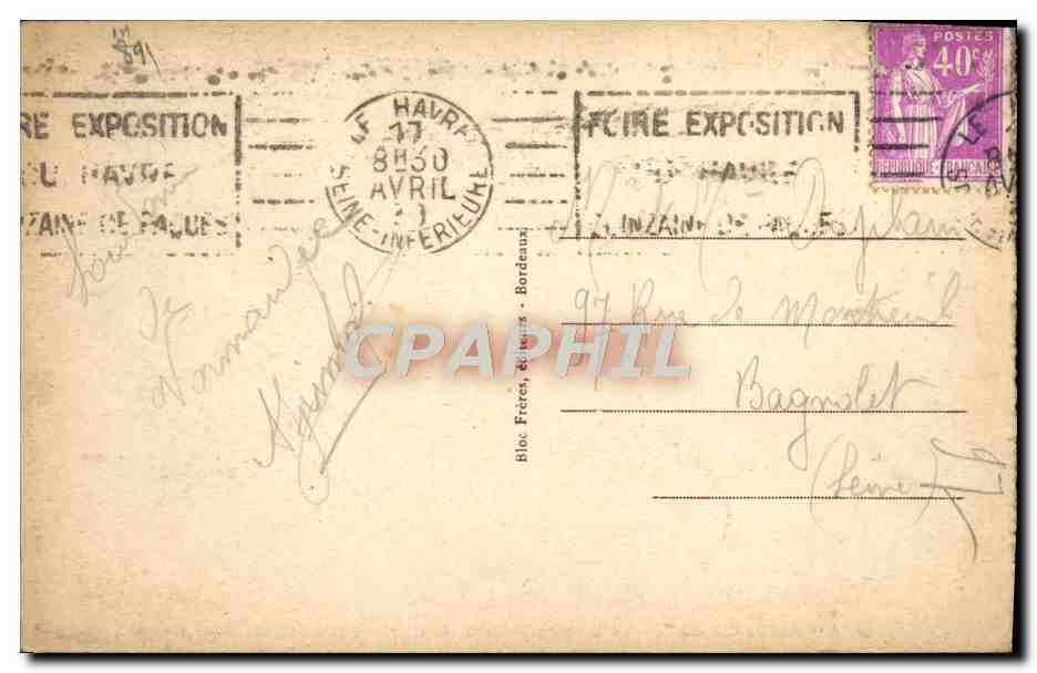 CPA Bateau Paquebot Normandie La Grande Salle A Manger Chevaux — Back