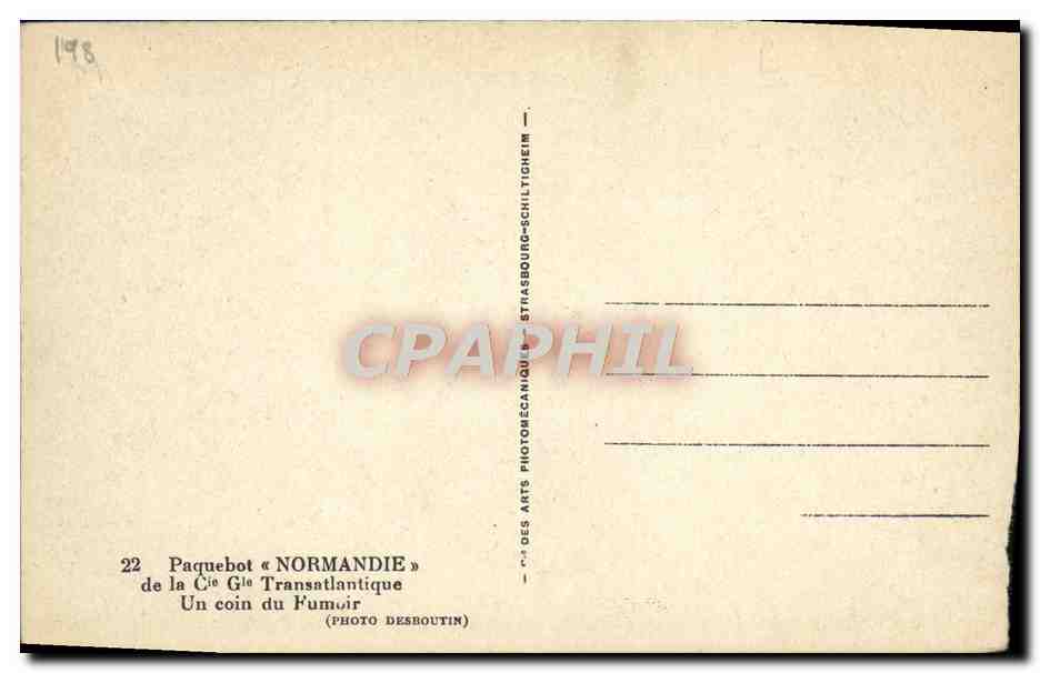 Un coin du Fumoir — Paquebot « NORMANDIE » — Photo Desboutilin — Reverso