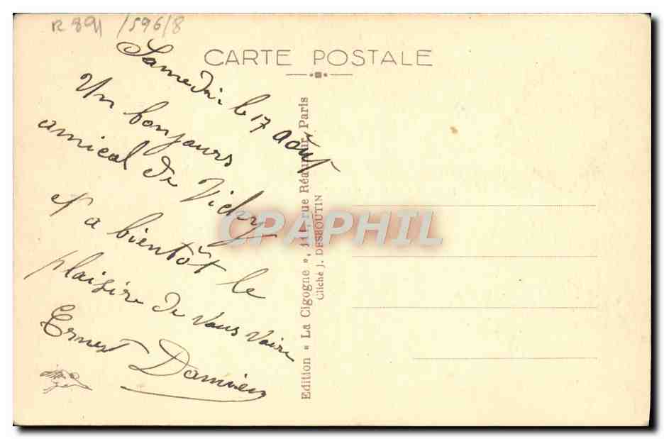 CPA Bateau Paquebot Normandie de la Compagnie Generale Transatlantique Le Guignol des enfants aux premieres classes — Verso