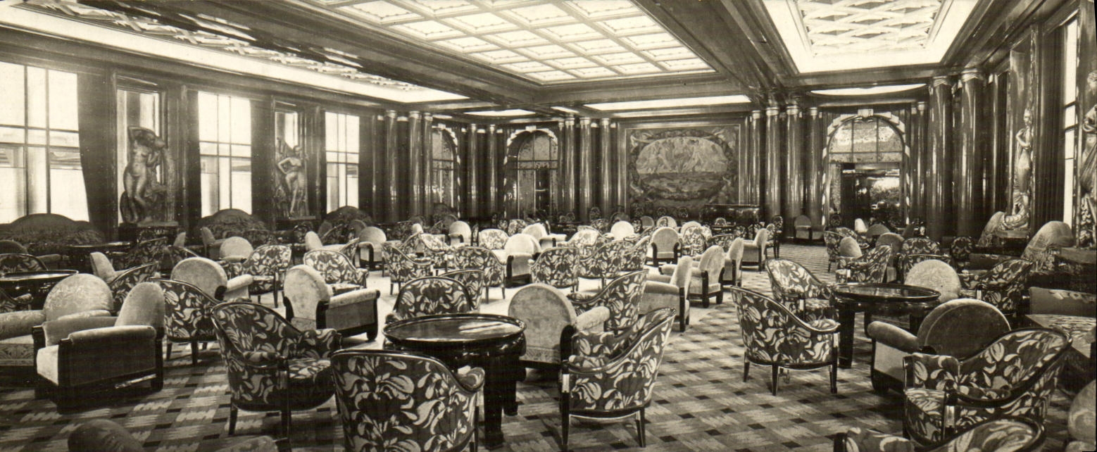 Salon du paquebot ILE de FRANCE — French Line — éditeur Schaefer-Ross Company, Inc. Rochester N.Y.