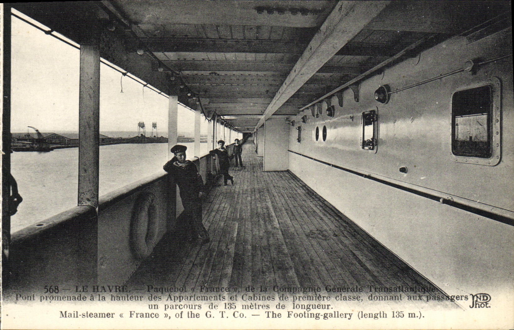 Le Havre — Pont promenade du paquebot « France » — Compagnie Générale Transatlantique, n° 568