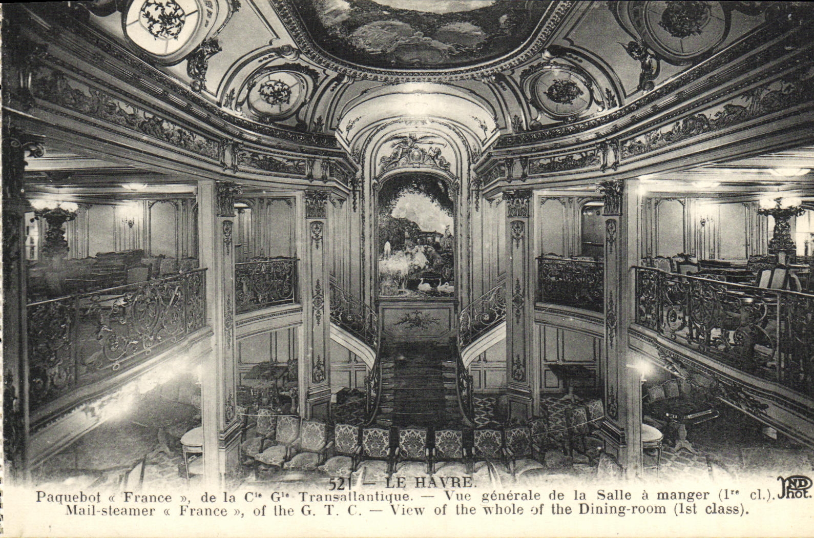 Salle à manger (1ère classe) — Paquebot « France » — G.T.C. — Le Havre