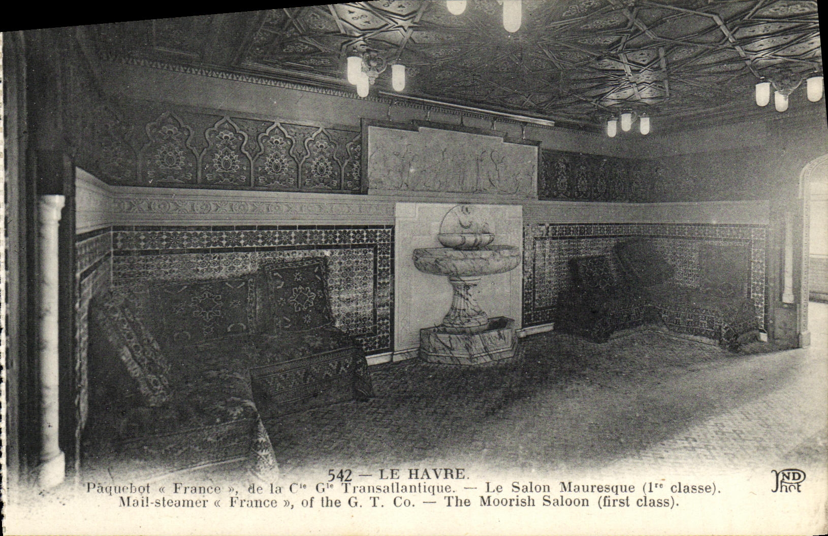 Paquebot « France », de la Cie G.T. Transatlantique — Le Salon Mauresque (1ère classe) — N° 542 — Le Havre