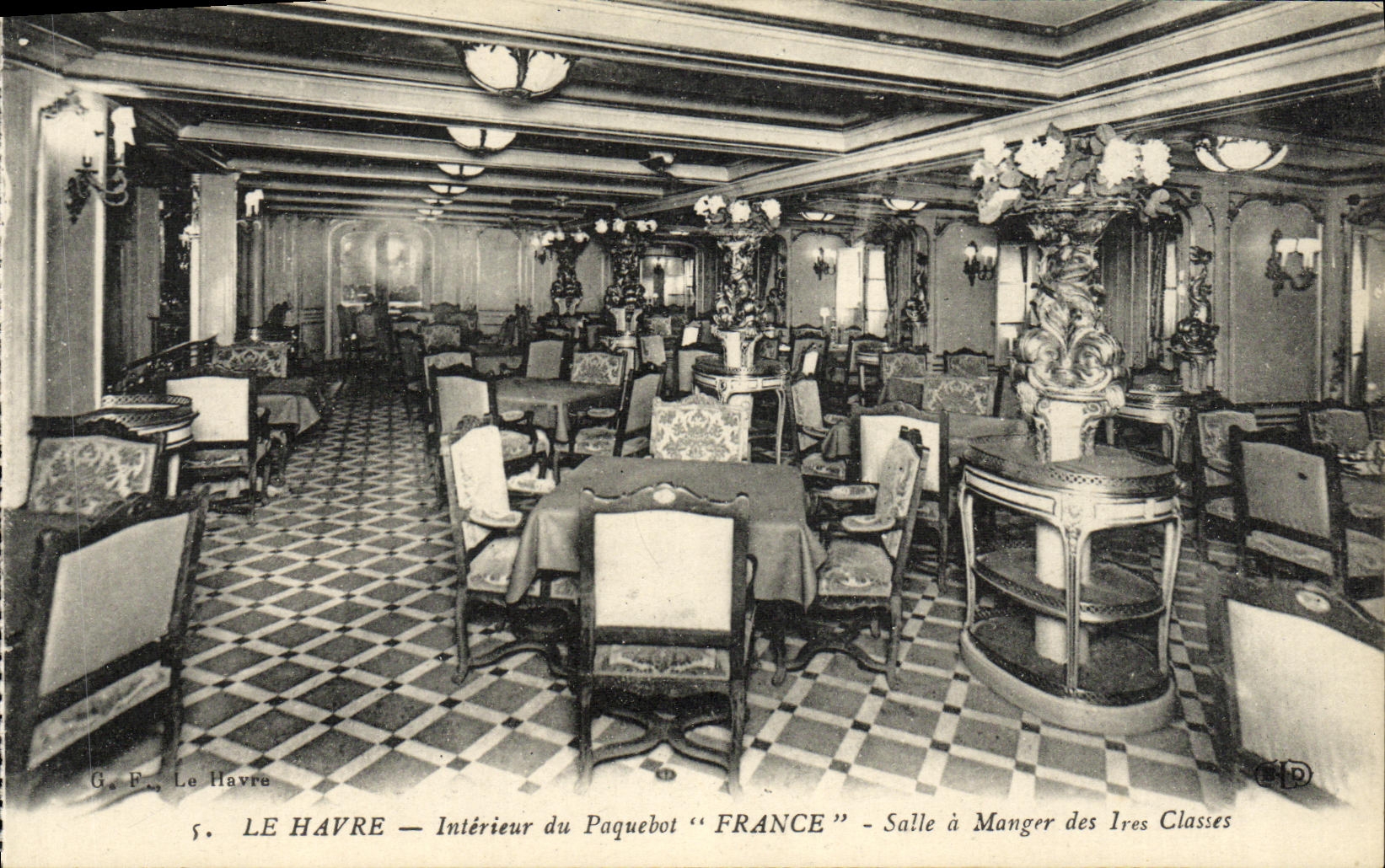 Le Havre — Intérieur du Paquebot "FRANCE" - Salle à Manger des 1res Classes