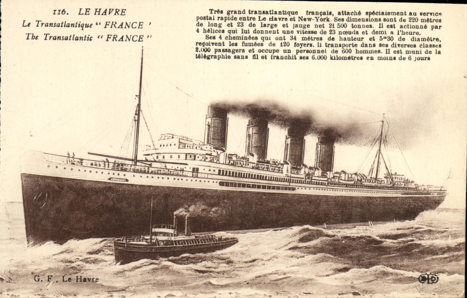 Le Havre — Le Transatlantique "France" — G. F., Le Havre