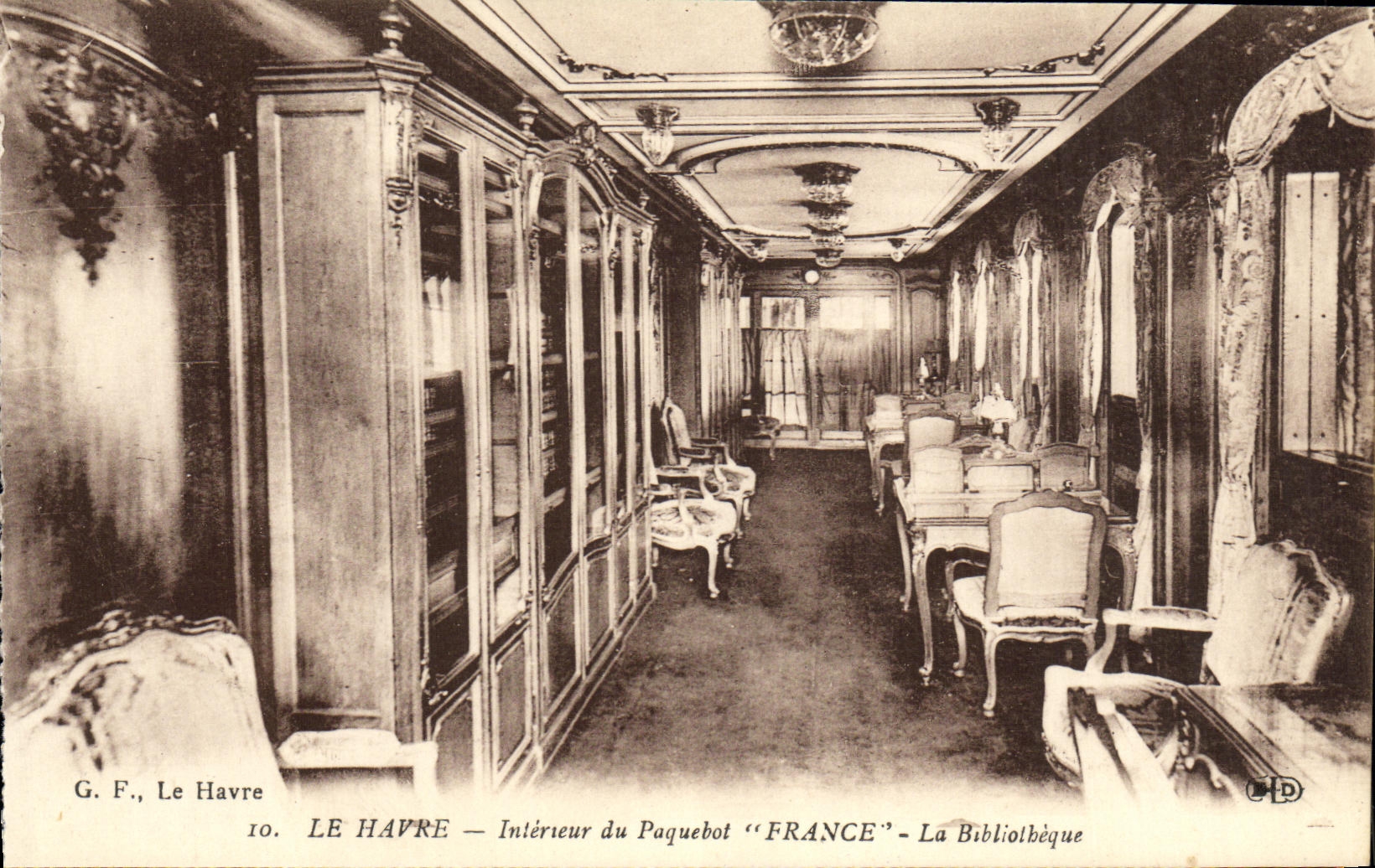 Le Havre — Intérieur du Paquebot "FRANCE" — La Bibliothèque