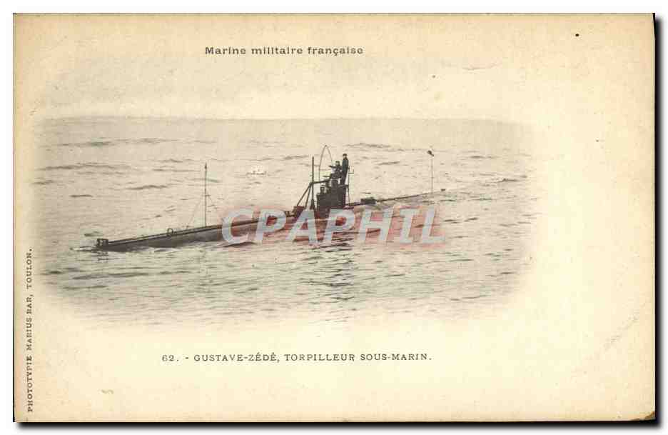 CPA Bateau Gustave Zede Torpilleur Sous Marin