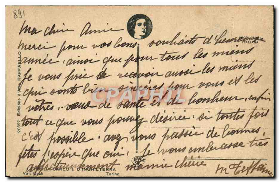 CPA Enfants de Charles Ier Roi d'Angleterre — Verso