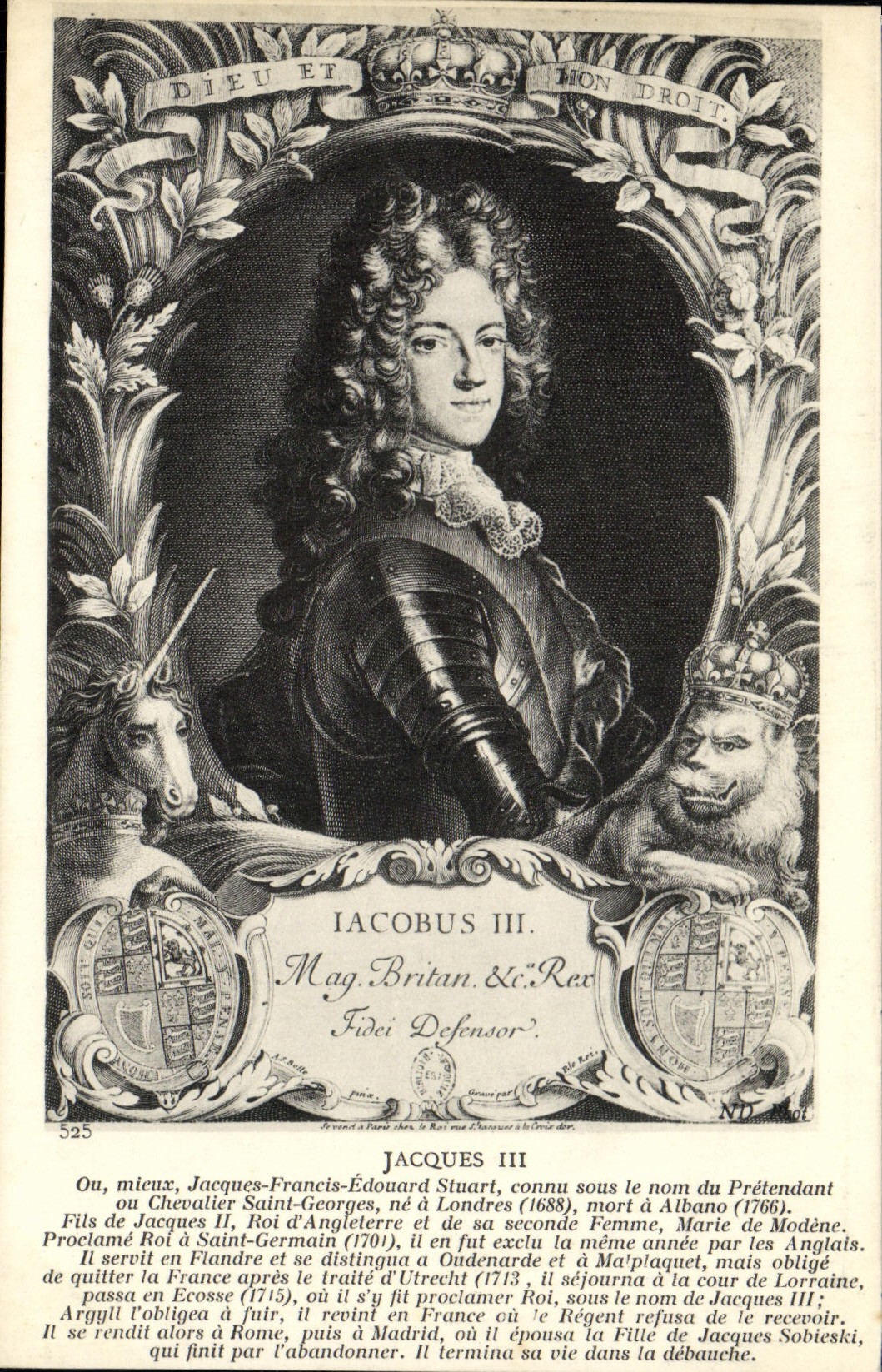 CPA Jacques II le Pretendant Licorne Lion 