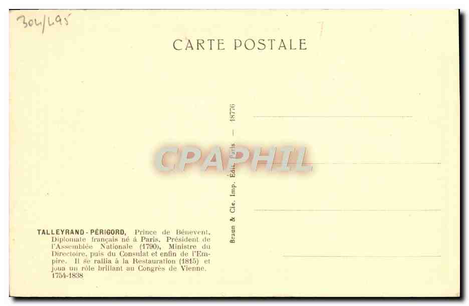 CPA Talleyrand 1754 1836 — Rückseite