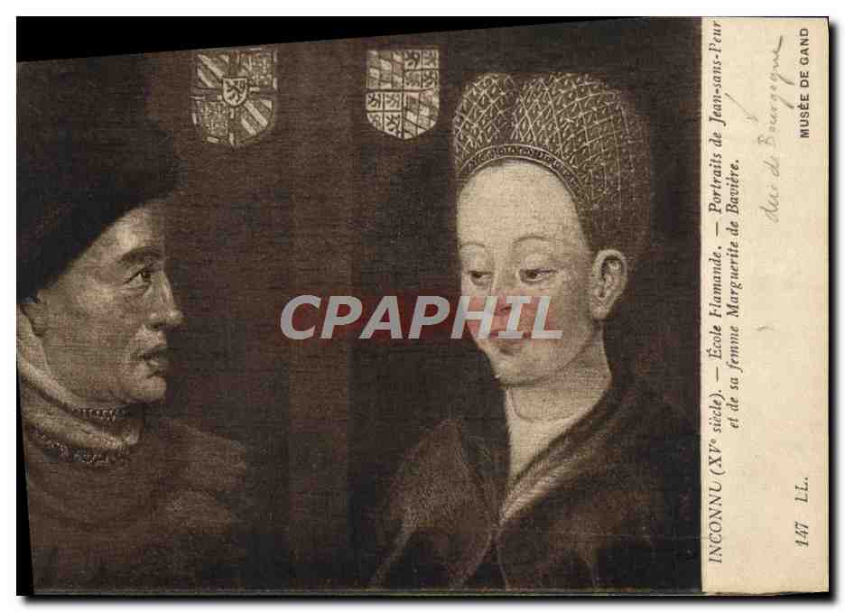 CPA Inconnu Ecole Flamande Portraits de Jean Sans Peur et de Marguerite de Baviere Musee de Gand