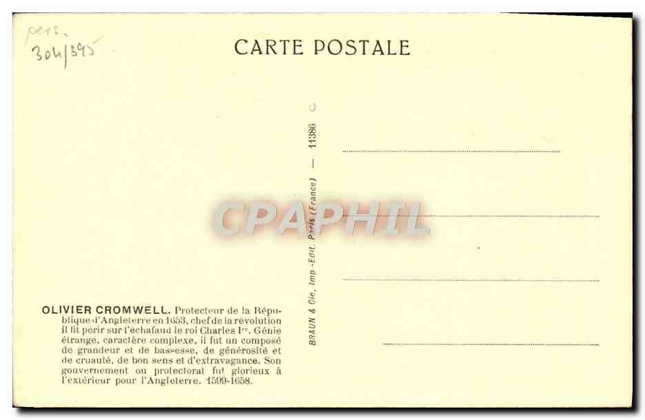 CPA Olivier Cromwell 1599 1658 — Verso