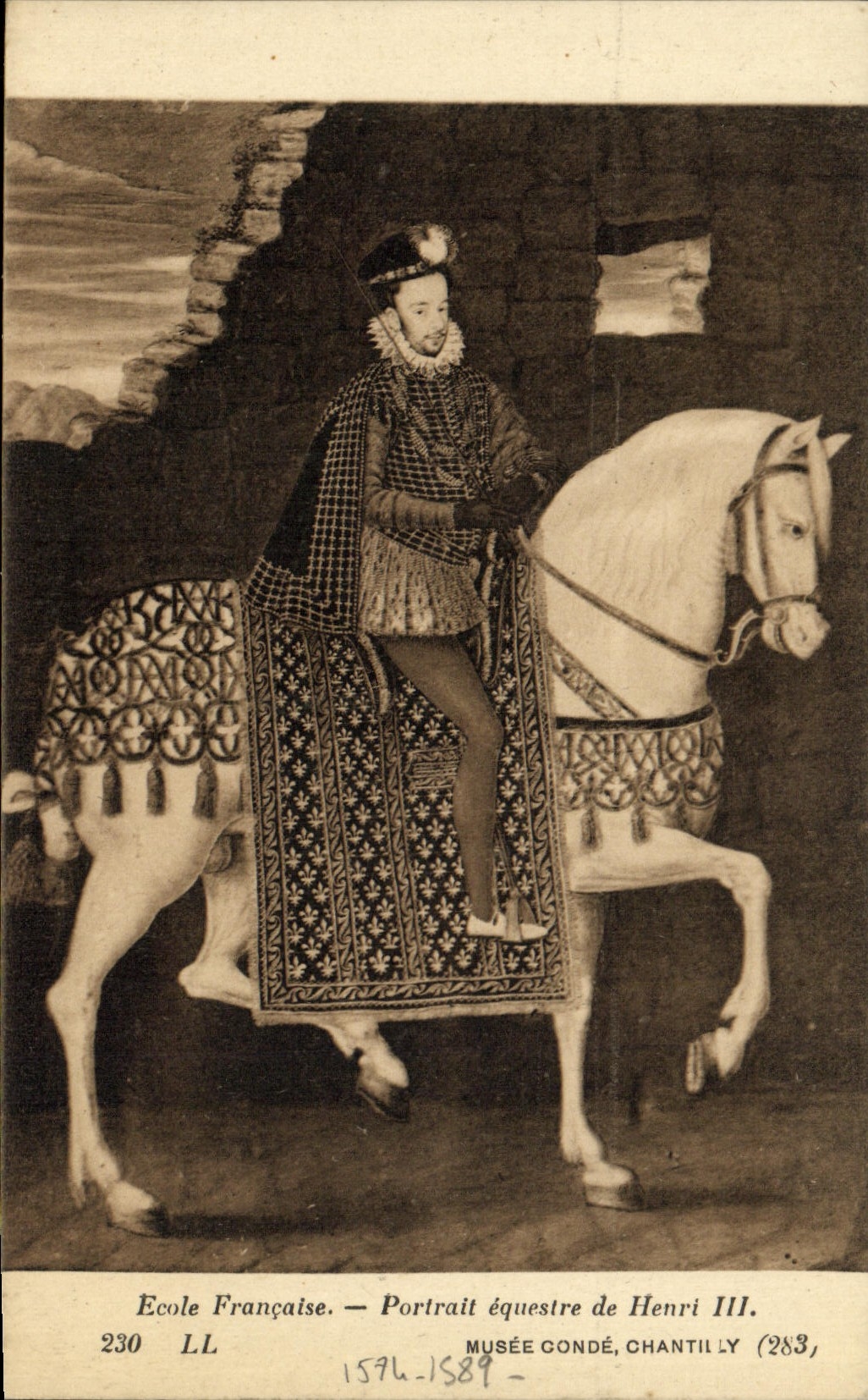 CPA Ecole Francaise Portrait Equestre de Henri III Musee Conde Chantilly