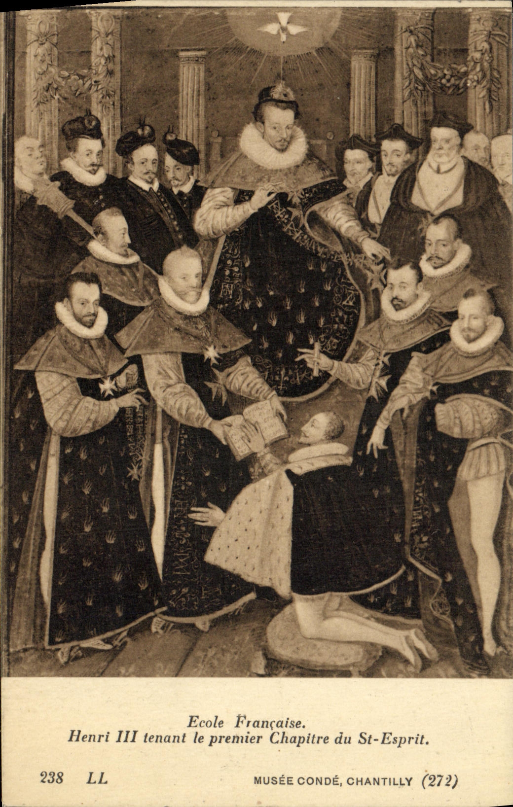 CPA Ecole Francaise Henri III Tenant le Premier Chapitre Du St Esprit Musee Conde Chantilly