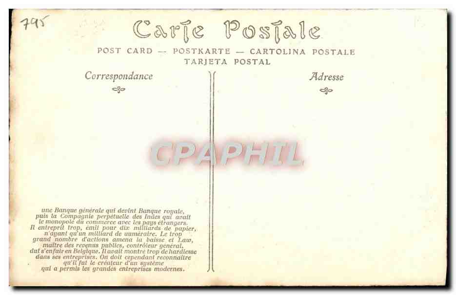 CPA John Lauriston Law — Rückseite