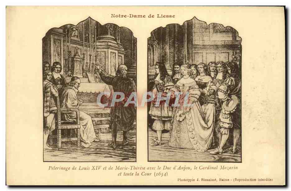 CPA Pelerinage De Louis XIV Et de Marie Therese Avec le Duc d'Anjou le cardinal Mazarin et toute la cour Notre Dame 