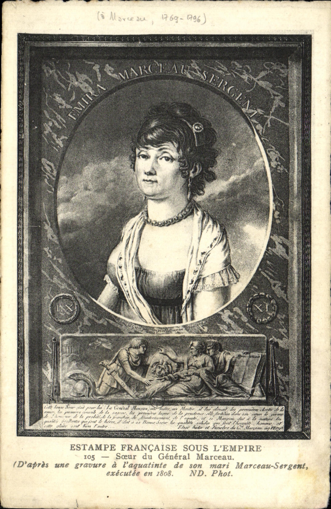 CPA Estampe Franceise Sous L'Empire Soeur du general Marceau 