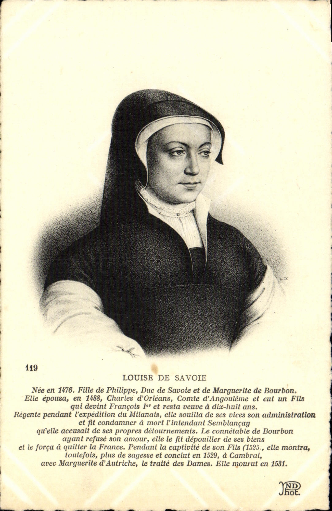 CPA Louise de SAvoie Fille de Philippe duc de Savoie