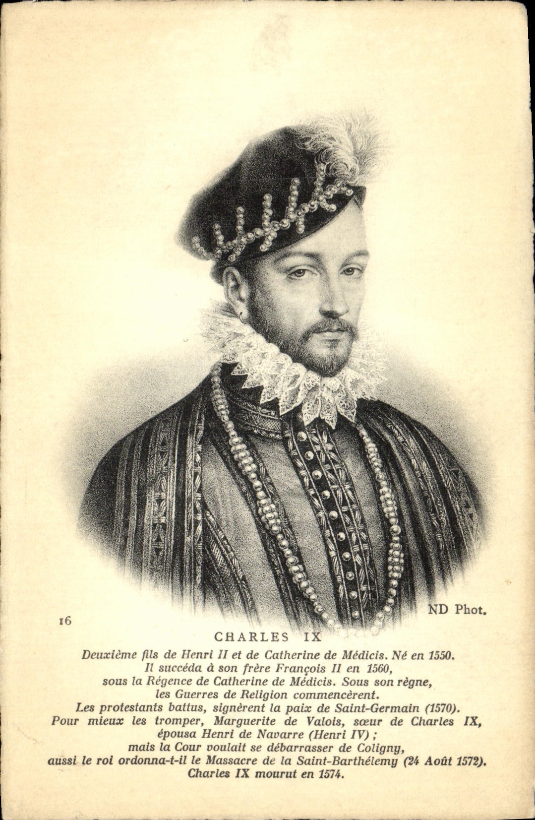 CPA Charles IX dernier fils de Henri II et de Catherine de Medicis